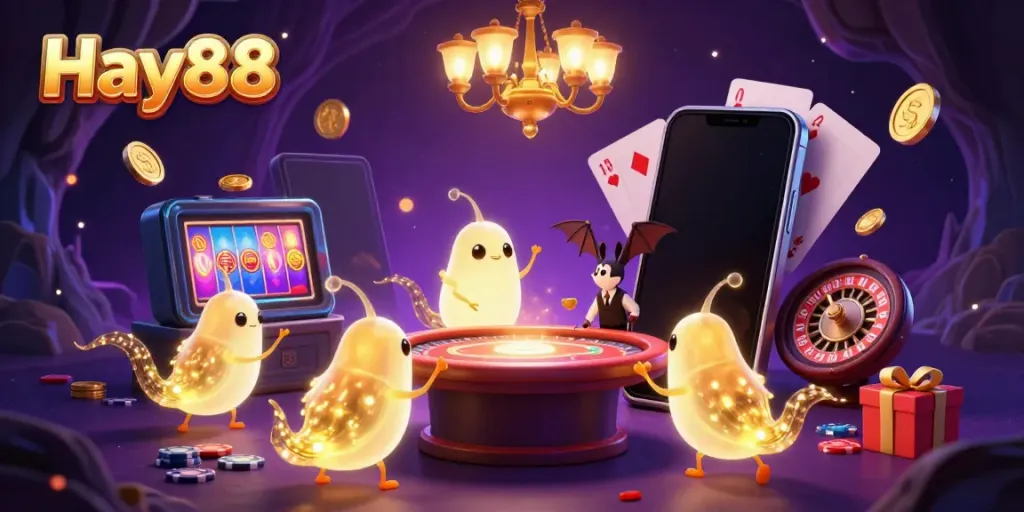 Play exciting casino games at Hay88 with vibrant colors and lively casino elements.