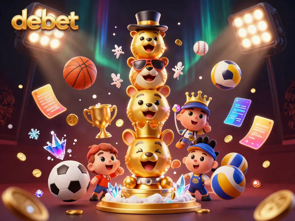 Engage with debet's vibrant casino and sports betting world in this 3D illustration.