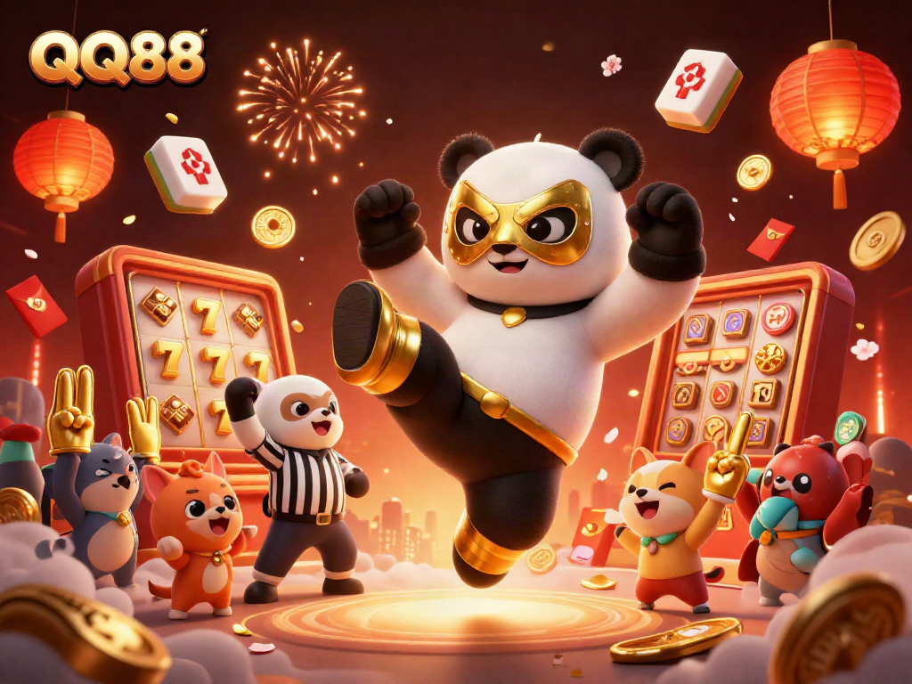 Engage with QQ88's thrilling casino games featuring vibrant 3D characters and dynamic elements.