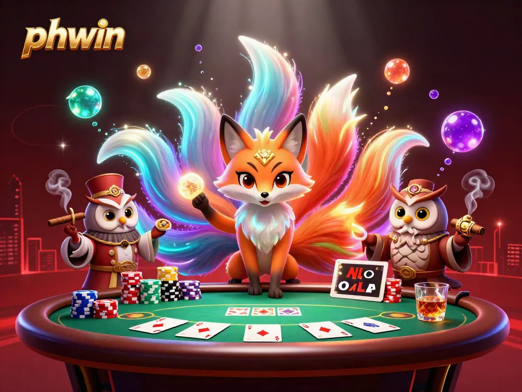 Experience thrilling gameplay at PHWIN with a vibrant scene featuring ornate elements of poker and mystical characters.