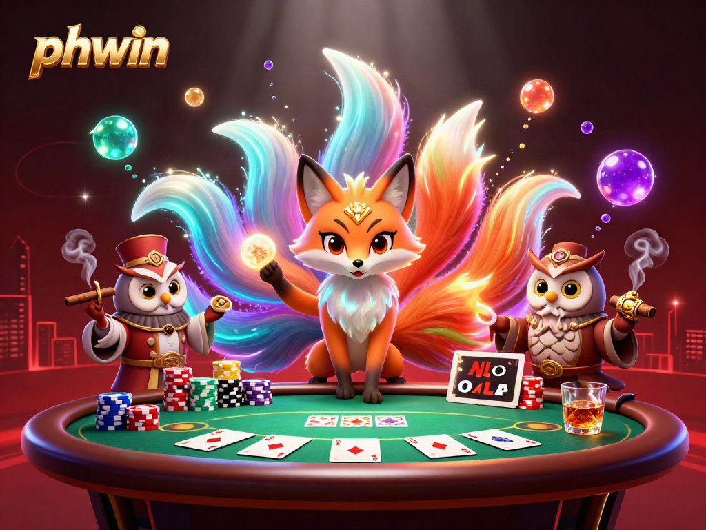Experience thrilling gameplay at PHWIN with a vibrant scene featuring ornate elements of poker and mystical characters.