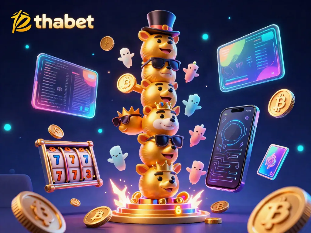 Dynamic 3D illustration capturing thabet's vibrant casino elements and exciting gaming energy.