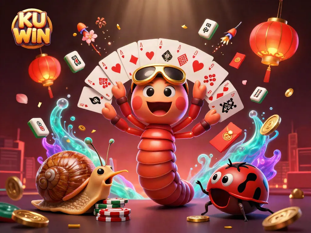 Experience the thrill of KU WIN with an exciting casino scene featuring dynamic characters and vibrant elements.
