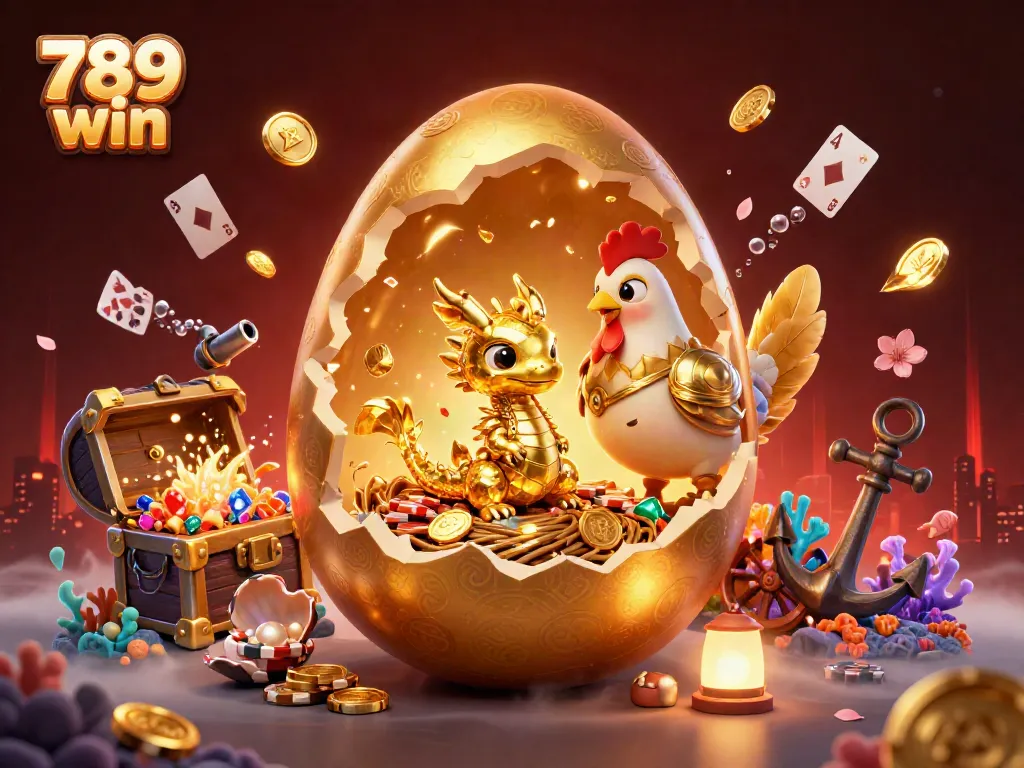 Experience thrilling wins at 789 win with a magical golden dragon and vibrant casino elements.