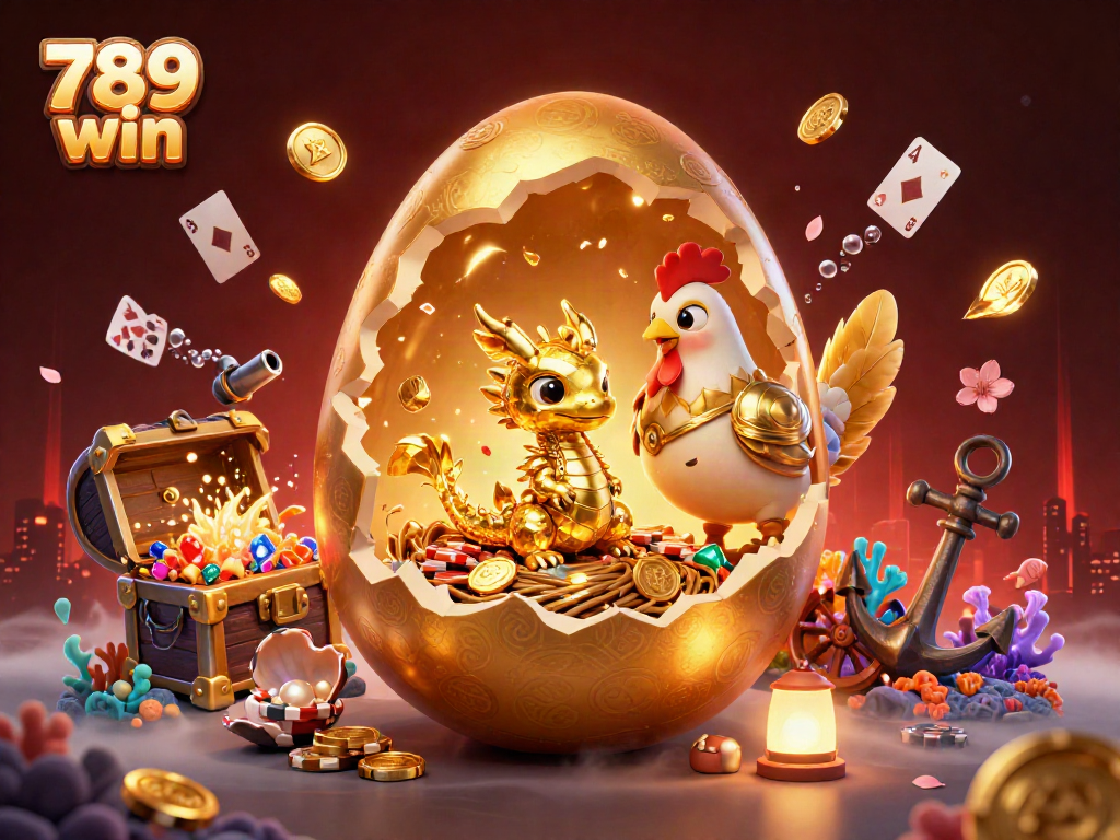 Experience thrilling wins at 789 win with a magical golden dragon and vibrant casino elements.