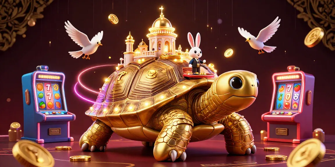 Experience the thrilling world of nohu gaming with a dynamic casino scene featuring a golden tortoise and a rabbit dealer.