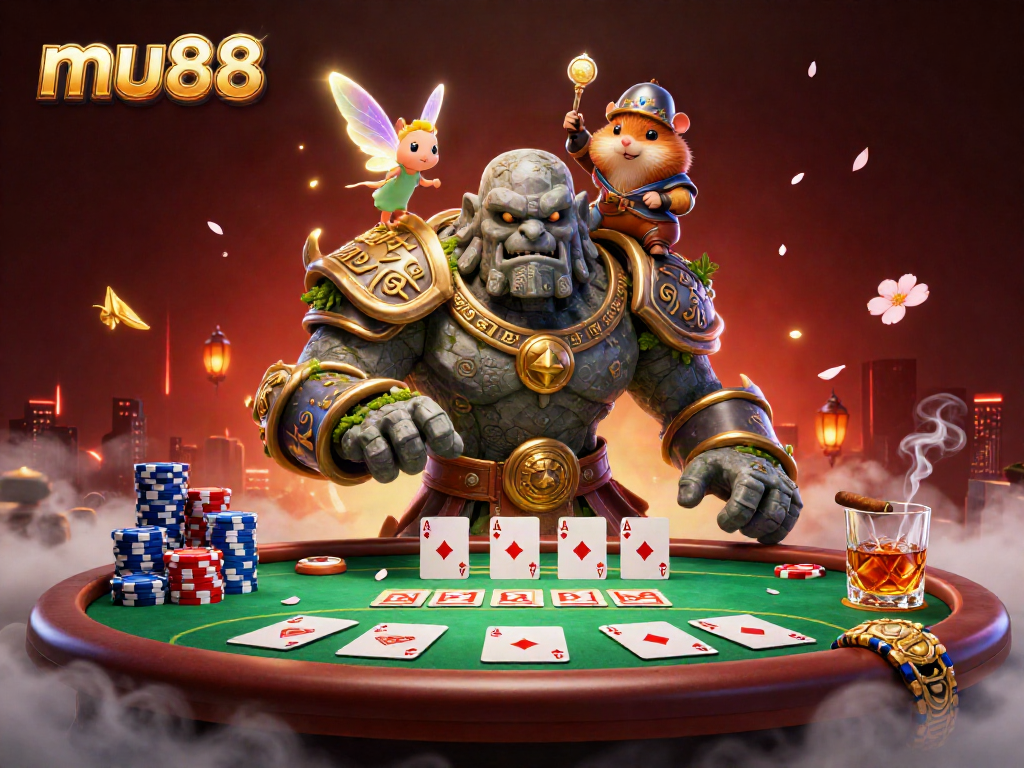 Join the dynamic action at mu88 with vibrant casino scenes and characters bringing luck at the poker table.