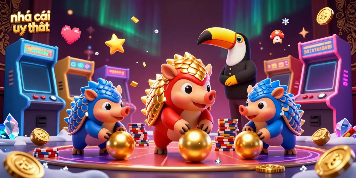 Engaging illustration of rival pangolins showcasing nhà cái uy tín with vibrant casino elements in action.