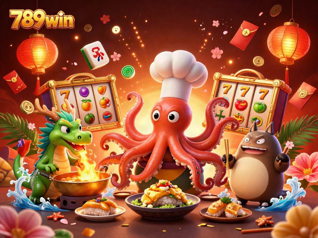 Cook up excitement with 789win's captivating 3D casino imagery featuring games and luck.