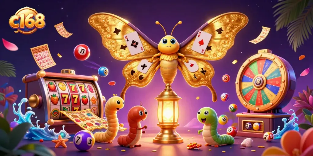 Experience thrilling casino luck with c168's vibrant lottery and gaming elements.