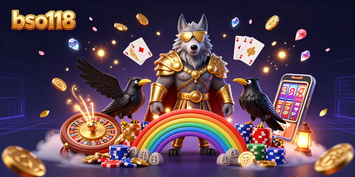 Experience thrilling gameplay with bso118 as Odin and ravens revel in a vibrant casino world.