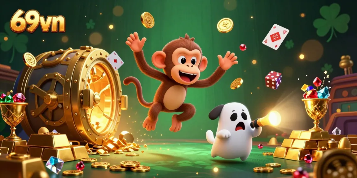 Experience thrilling action at 69vn with a playful poltergeist monkey in a haunted casino.
