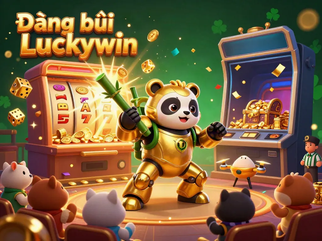 Engage with Đăng ký Luckywin in a lively, 3D cartoon casino environment filled with excitement and rewards.