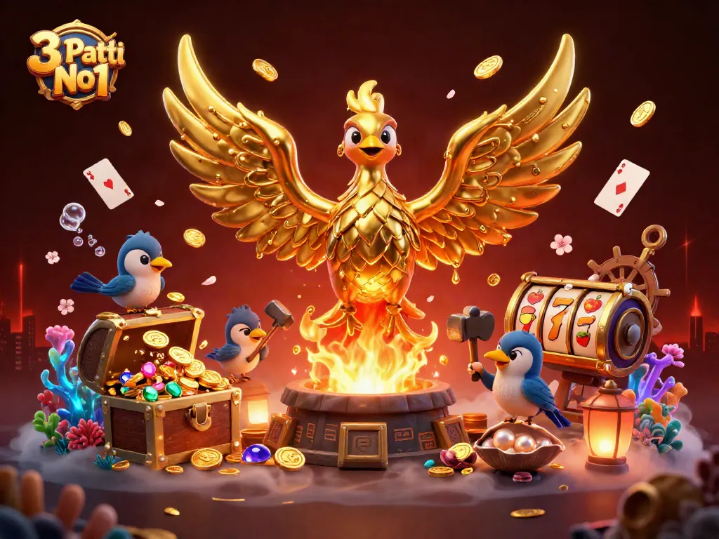 3 Patti No1 offers a rich and vibrant gaming experience featuring golden phoenix and Casino-themed elements.