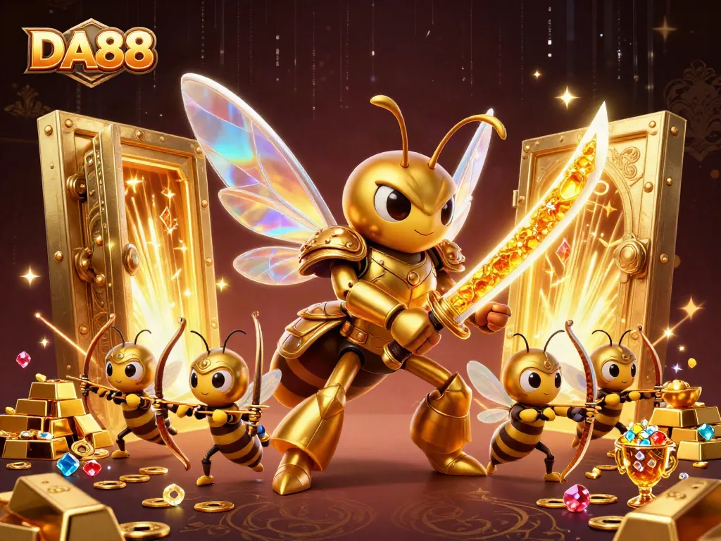 DA88 offers immersive gaming excitement with spectacular golden hornet samurai in a vibrant casino setting.