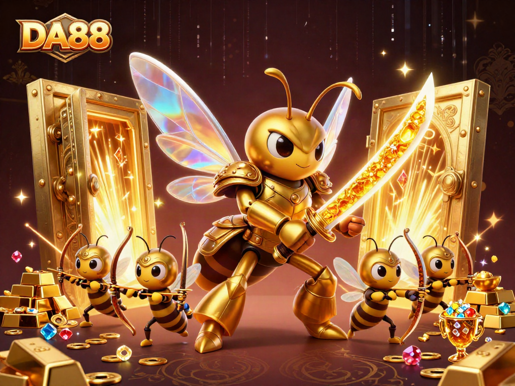 DA88 offers immersive gaming excitement with spectacular golden hornet samurai in a vibrant casino setting.