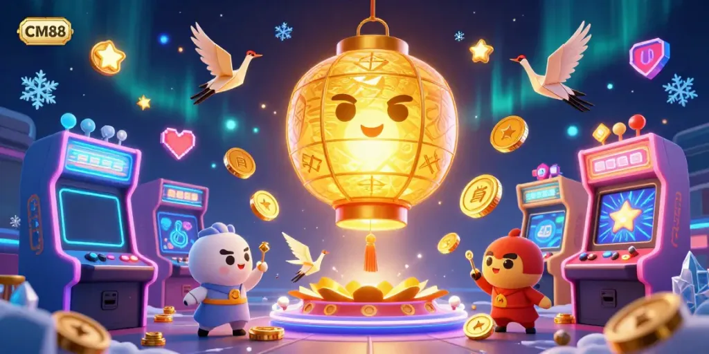 Experience the unique CM88 gaming atmosphere with a glowing spirit and vibrant casino elements.